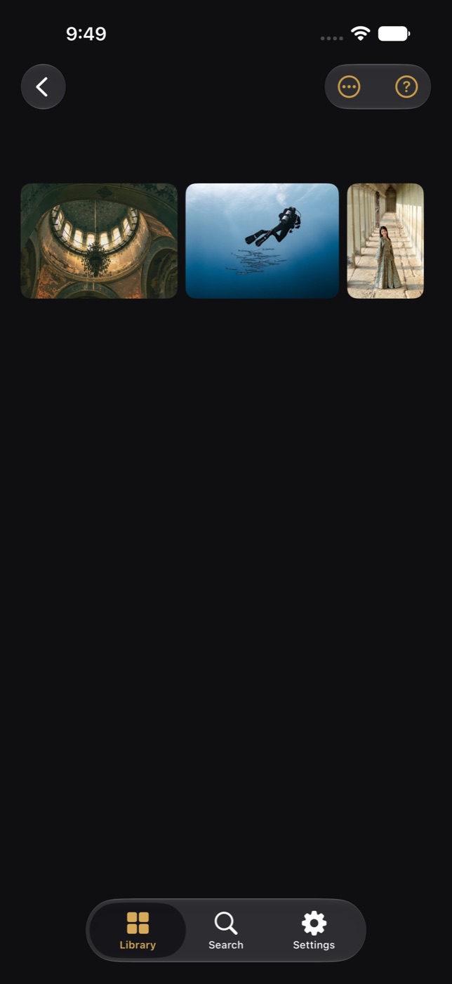Inde i albummet Rejser, med dets fotos i et gitter.